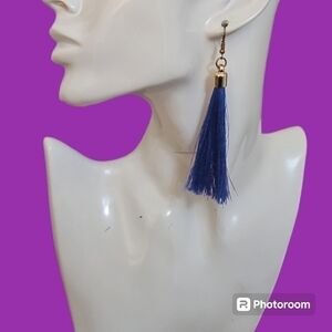 3/$30 Powder Cornflower Blue Long Tassel Dangle Hook Earrings